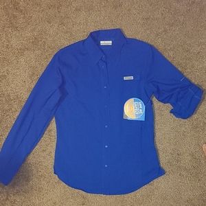 Columbia Omni-Wick Royal blue button up long sleev